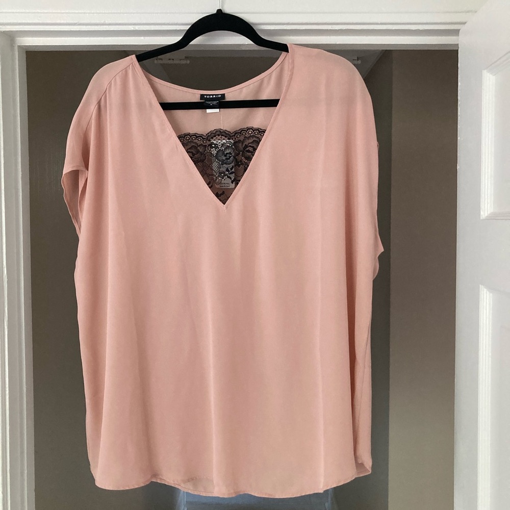 Blush and lace top